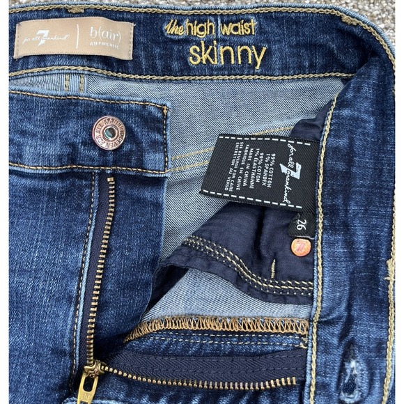 7 For All Mankind Women's The High Waist Skinny Jeans - size 26 denim - Picture 4 of 12